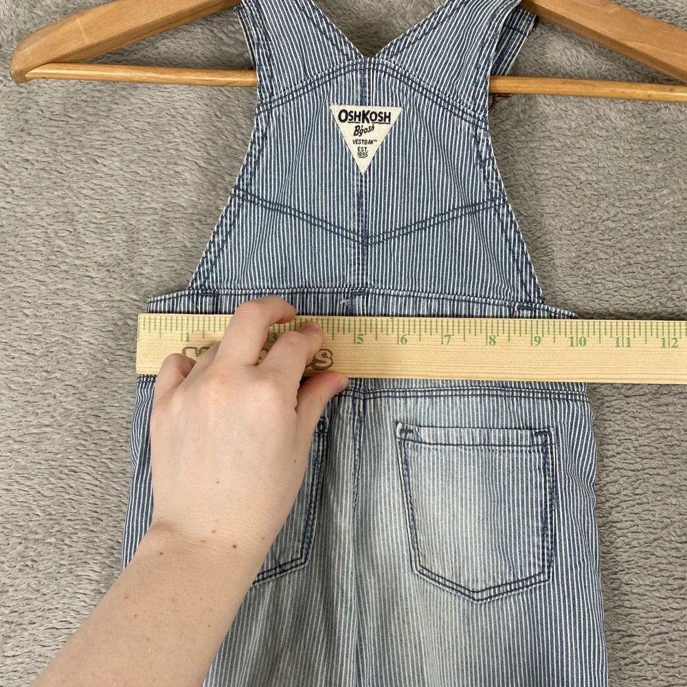 OshKosh B'gosh Hickory Stripe Overalls Kids 24 Month Blue Railroad Denim Vestbak